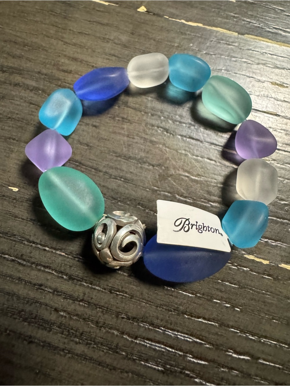 Brighton Frosted Sea Glass Bracelet in Blue, Aqua, Purple & White